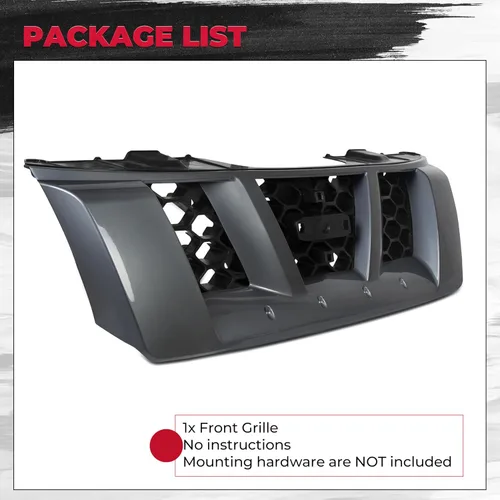 Vista 4 de HECASA Parrilla delantera compatible con 2005-2008 Nissan Xterra Off-Road S SE 62310ZS20A, 62310EA000, NI1200220 Parrilla superior brillante gris