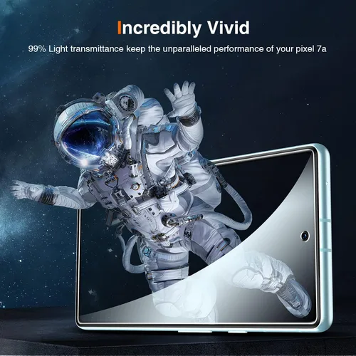 Vista 7 de LK Paquete de 2 protectores de pantalla para Google Pixel 7a con 2 protectores de lente de cámara, protector de pantalla de vidrio templado