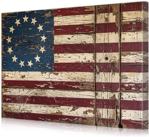 Vista 38 de DECORARTS - Arte de pared enmarcado con bandera de los Estados Unidos. Impresiones giclée en lienzo para decoración de pared. Total
