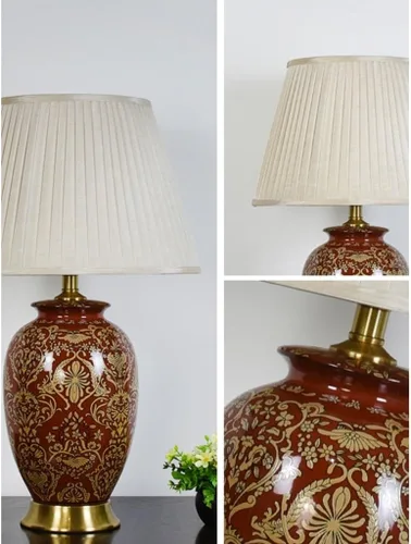 Vista 6 de Lamp for Desk Living Room Large Side Table Corner Lamp Retro Ceramic Table Lamp Modern Bedroom Bedside Lamp Desk Lamps for Home Office(Push Button