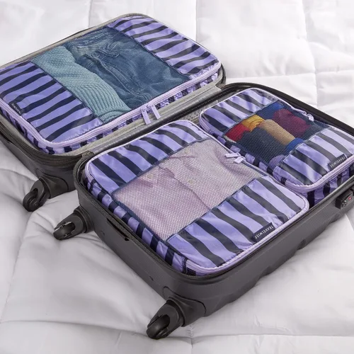 Vista 4 de TravelWise Equipaje, Franjas Azul Marino, Cubos de embalaje