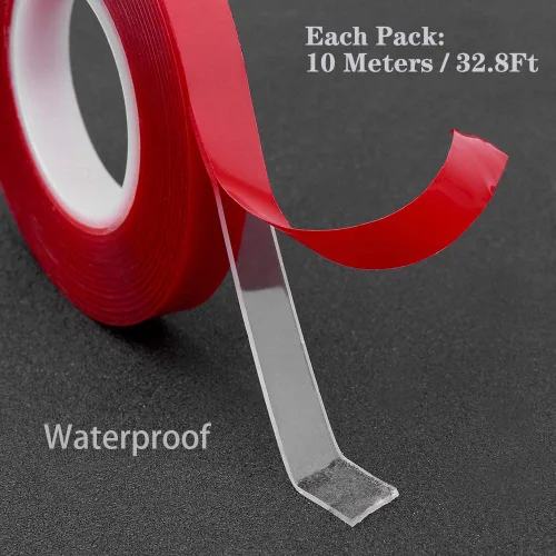 Vista 2 de EBANKU Paquete de 2 cintas de montaje transparentes de doble cara, reutilizables, resistentes, fuertes, adhesivas, de doble cara, para soporte