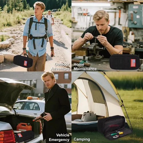 Vista 2 de Bolsa de herramientas táctica para hombres, bolsa de herramientas de boca ancha resistente al agua, bolsas de alcance multiusos con asa
