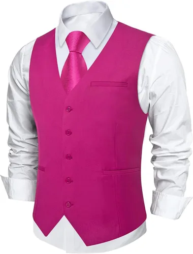 Vista 7 de DiBanGu Chaleco de traje para hombre Vestido formal de negocios Light Khaki