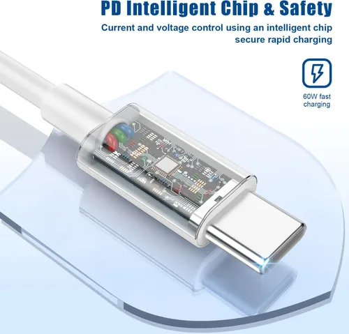 Vista 3 de Cable de carga rápida USB C a C, paquete de 3 [3 pies + 6 pies + 10 pies] cable de carga tipo C a C largo para Apple iPhone 17 Pro Max/17 Pro/16