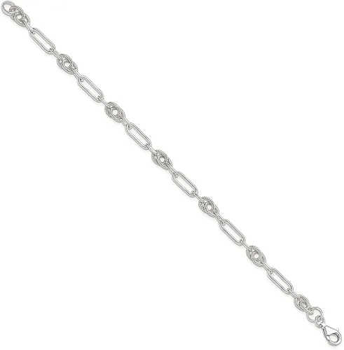 Vista 2 de Pulsera de plata de ley 925, joyería fina de eslabones para mujer, regalos para ella, Plata de ley
