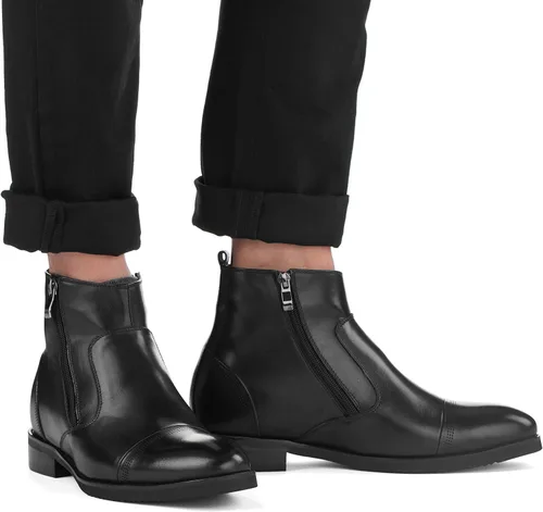 Vista 7 de CALTO Zapatos de elevación invisibles para hombre con aumento de altura Botas ligeras de cuero de primera calidad con cremallera 3.2 pulgadas más
