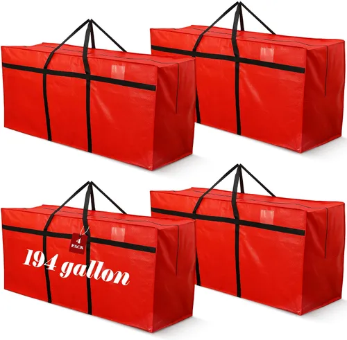 Vista 51 de 4 Piezas Bolsas de Mudanza Grandes con Cremallera y Asas Bolsas de Lona Tipo Duffle Plegables de Almacenamiento Extra Resistentes Extra Grandes