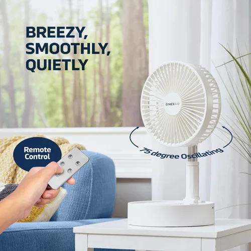 Vista 2 de NEXAIR Ventilador plegable de 8 pulgadas, ventilador portátil oscilante de 4 velocidades de altura ajustable de 14 a 40 pulgadas, ventilador