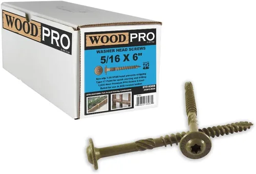 Vista 2 de WoodPro Fasteners ST516X6B Tornillos para madera exteriores con cabeza redonda de 5/16 pulgadas por 6 pulgadas de longitud, paquete de 250