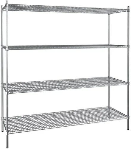 Vista 250 de Kit de 4 estantes de epoxi verde NSF de 21 x 72 pulgadas con postes de 86 pulgadas, estantería de almacenamiento resistente, kit de estantería