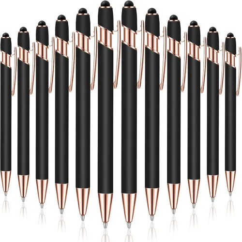 Vista 16 de Tenare 12 piezas 2 en 1 bolígrafo de metal con punta de lápiz capacitivo, bolígrafo de 1,0 mm de tinta negra para pantallas táctiles (color surtido)