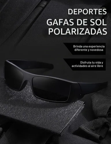 Vista 5 de Gafas de sol polarizadas para hombre y mujer, estilo retro, deportivo, rectangular, envolvente, vintage, protector de disparo Negro - Negro