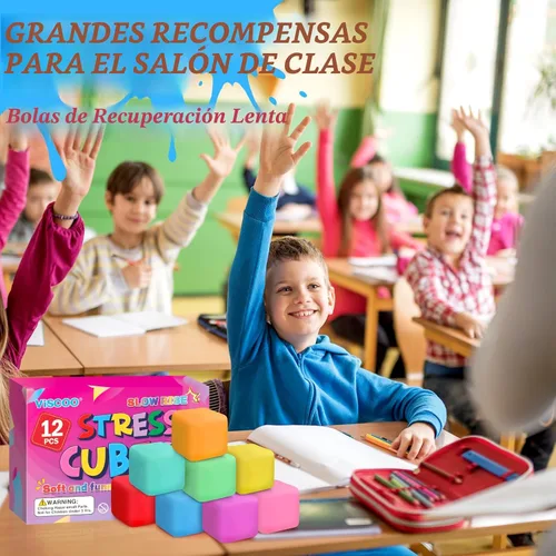 Vista 7 de Paquete de 12 cubos de estrés de aumento lento, bolas de estrés para masa, juguetes para aliviar la ansiedad, cubo suave, juguetes elásticos