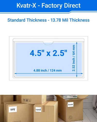 Vista 88 de 30 PCS Clear Self Adhesive Plastic Label Pockets, Top Loading Business & Library Index Card Holders, Peel and Stick Sleeves for Storage Bins, Totes