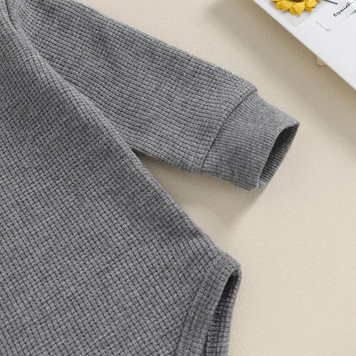 Vista 3 de Muasaaluxi Ropa para bebé recién nacido, manga larga, diseño de gofre, pantalones deportivos, trajes de otoño de 3, 6, 9, 12 meses
