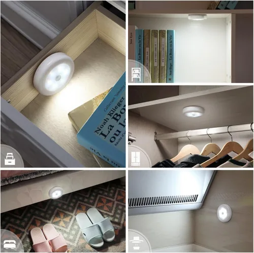 Vista 3 de AMIR Luz con sensor de movimiento mejorada de 3.15 pulgadas para interiores, inalámbrica, funciona con pilas, luces LED nocturnas adhesivas