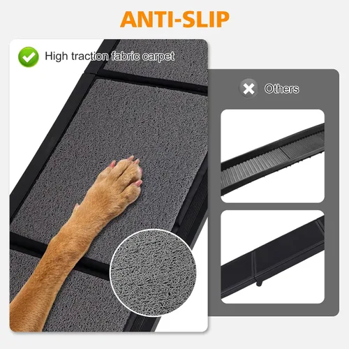 Vista 5 de IUNNDS Dog Ramp for Car 63"x17" Portable Dog Ramps for Large Dogs with Non-Slip Rug Surface for SUV Car & Truck, Outdoor Folding Pet Ramp Up to