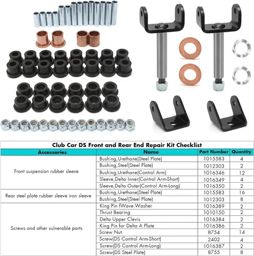 Vista 4 de 10L0L Kit de reparación de carros de golf delantero y trasero para Club Car DS 1992-Up Gas & Electric, kit de reconstrucción de lujo con pines