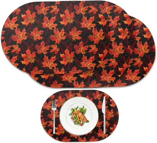 Vista 44 de Buteterfly - Juego de 2 manteles individuales con diseño ovalado, impermeables, lavables, resistentes al calor, decoración del hogar, cocina