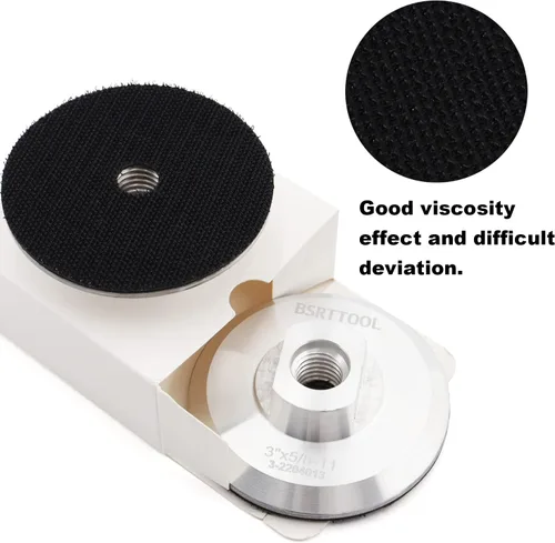 Vista 3 de Almohadilla de respaldo de aluminio de 3 pulgadas, almohadilla de respaldo de gancho de 5/8 "-11 roscas para amoladora angular (3 pulgadas)