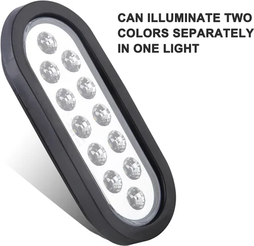 Vista 2 de Partswcgg 4 Piezas Luces Traseras Ovaladas Rojas de Parada/Giro de 6" a Luces de Reversa Blancas 12 LED, Luces Traseras Duales Redondas