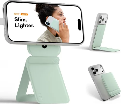 Vista 43 de MOFT Soporte de trípode para teléfono para iPhone, soporte para iPhone multiángulo, soporte para teléfono ligero y portátil, imanes fuertes, cuero