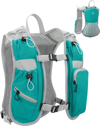 Vista 18 de Chaleco de correr para mujeres y hombres, mochila de hidratación para correr, chaleco para corredores, chaleco de hidratación, con soporte frontal