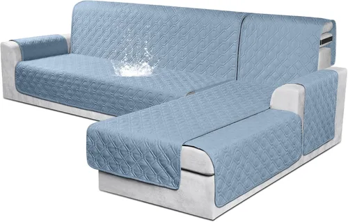 Vista 14 de VANSOFY Fundas para Sofá Seccional 100% Impermeables Funda Deslizable para Sofá en Forma de L 3 Piezas Reversible Funda para Chaise Lounge para Sofá
