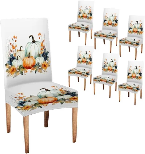 Vista 44 de CAPSCEOLL Christmas Dining Chair Covers,Snowflakes Festive Winter Pattern Stretch Chair Covers for Dining Room Set of 2 Washable Spandex Parson