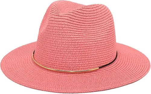 Vista 8 de Moda Primavera Verano Protector Solar Cap Pearl Accesorios Sombrero de Sol Ala Ancha Retro Jazz Top Hat Mujer Sombrero de paja