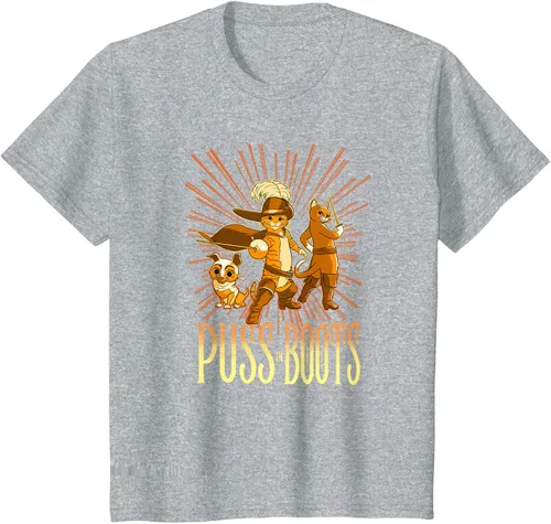 Vista 38 de DreamWorks Puss in Boots: The Last Wish Cat Trio Poster - Camiseta pequeña Negro