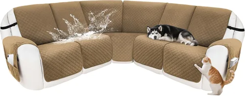 Vista 48 de Fundas para sofá modular reclinable, de terciopelo en forma de L, funda de consola central para perros y mascotas, lavable antideslizante, 1 funda
