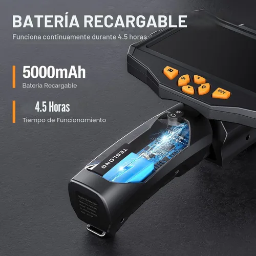 Vista 7 de Teslong Cámara de Inspección, Cámara de Boroscopio de Doble Lente con Luz, NTS300 Endoscopio Industrial IPS de 5", 1080P Impermeable Flexible