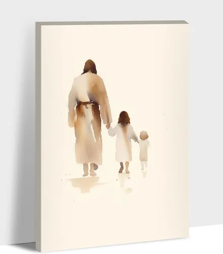 Vista 19 de Arte de pared de Jesús y el niño, póster minimalista bohemio cristiano, lienzo para pared, imagen abstracta de Jesús, arte cristiano religioso