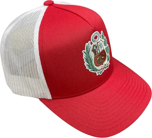 Vista 3 de PeruCoUSA Gorra Peru Escudo - Gorra de malla de camionero ajustable - Gorras de Peru