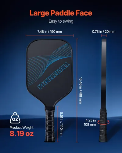 Vista 6 de VEVOR Pickleball Paddle, T700 Carbon Fiber Surface & Honeycomb Core, Pickleball Paddle with Increased Power & Control & Spin Pickle Ball Racket for