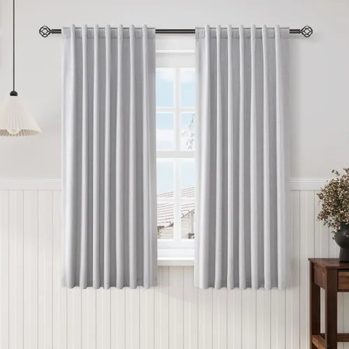 Vista 50 de Nanspring Cortinas de lino 100% opacas para dormitorio, 96 pulgadas de largo, con pestaña trasera, bolsillo para barra, aislamiento térmico, cortina