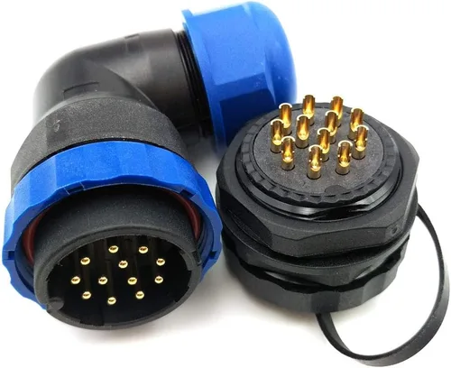 Vista 12 de SD28 2Pin ~ 26Pin con bridas codo conector de cable de aviación, conector de alimentación industrial IP67 (2 pines)