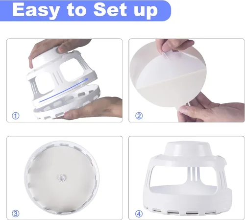Vista 7 de Trampa para pulgas para el hogar, trampa eléctrica de plagas para interiores con 10 recambios de tablero adhesivo, trampa de luz nocturna