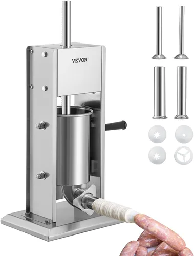Vista 14 de VEVOR Embutidor manual de salchichas 15 lbs/7L Máquina de carne vertical de Plateado-7LN