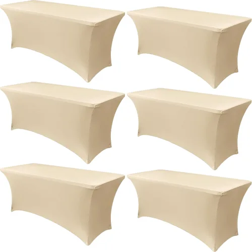 Vista 25 de Obstal Paquete de 6 Fundas de Mesa Elásticas de Spandex para Mesas de 6 Pies - Mantel Rectangular Universal Ajustado de 6 Pies Protector para Bodas