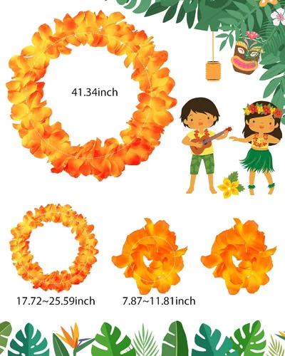 Vista 4 de 6 piezas de disfraz hawaiano para mujer, incluye falda hula, top hawaiano, flor hawaiana, collar y pulsera para Halloween, mujer, cosplay