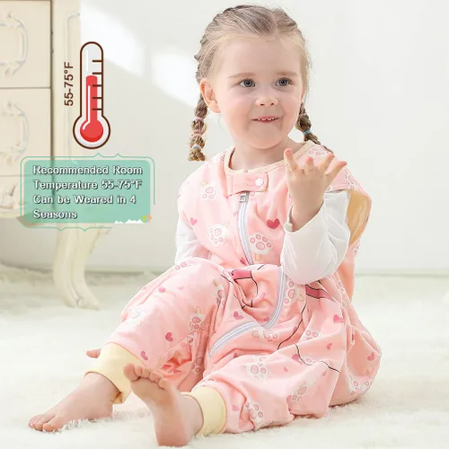 Vista 4 de MICHLEY Manta unisex para bebé, saco de dormir sin mangas con pies, gato, 1-3T