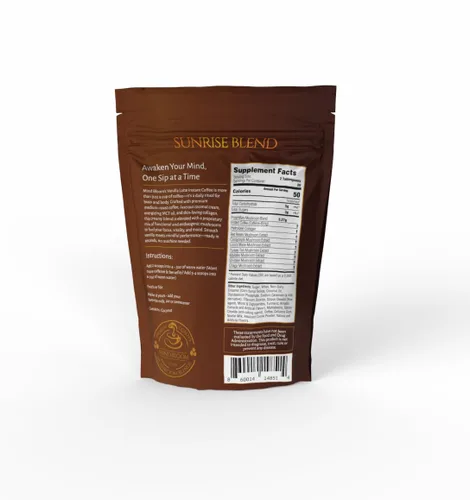 Vista 7 de Café instantáneo Sunrise Vanilla Latte - Mezcla patentada de hongos