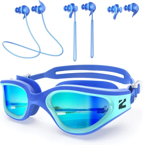 Vista 16 de ZIONOR G1 Lite - Gafas de natación polarizadas con 3 pares de tapones para los oídos, gafas de natación con protección UV antivaho para adultos