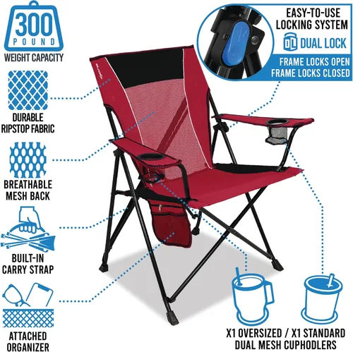 Vista 10 de Kijaro Dual Lock Pro - Silla plegable para ventilador deportivo, 26 pulgadas de largo x 35.5 pulgadas de ancho x 37 pulgadas de alto, Arizona