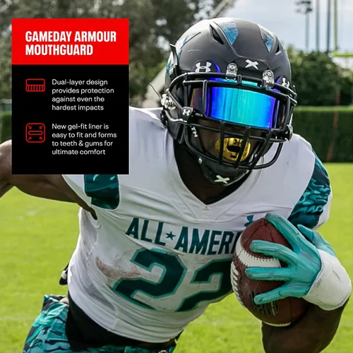 Vista 3 de Under Armour Protector bucal deportivo, ajuste personalizado, incluye correa desmontable para casco