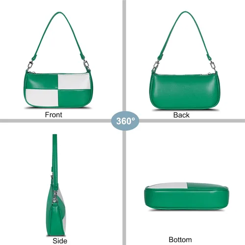Vista 2 de NIUEIMEE ZHOU Bolso de hombro para mujer estilo retro de cuero vegano clásico con cierre de cremallera