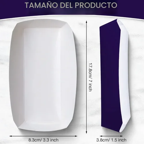 Vista 2 de Potchen Paquete de 200 bandejas de papel para perros calientes, desechables de 2 libras, botes de comida de papel resistente, resistentes a